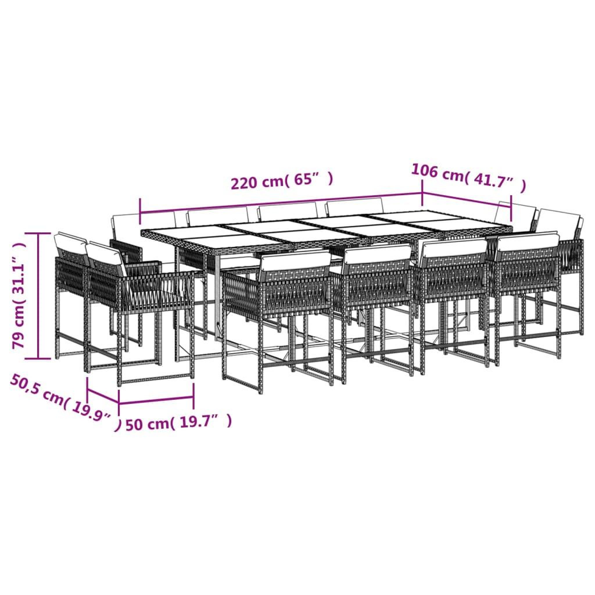 Voir la diapositive 5 : VIDAXL Ensemble a manger de jardin 13 pcs coussins noir resine tressee