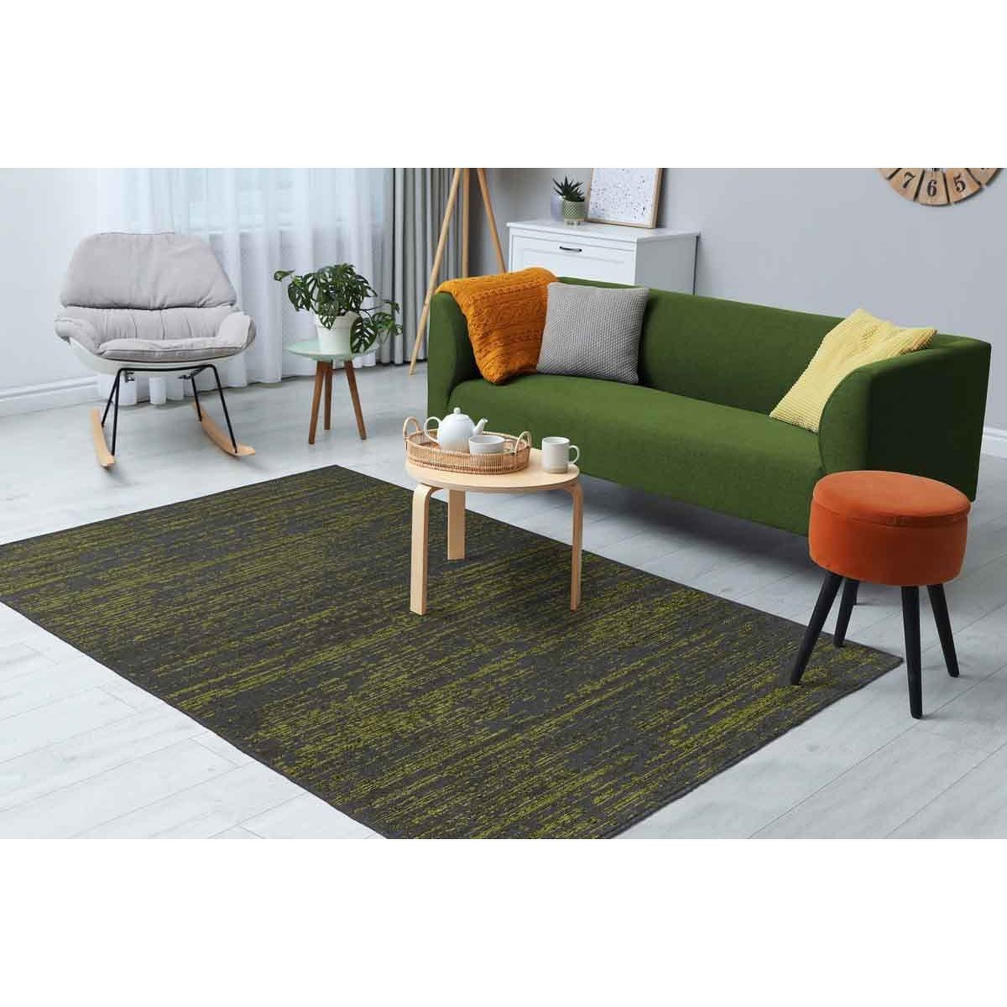 Voir la diapositive 5 : Paris Prix Tapis tissé à poils plats vintage  kalevi  vert