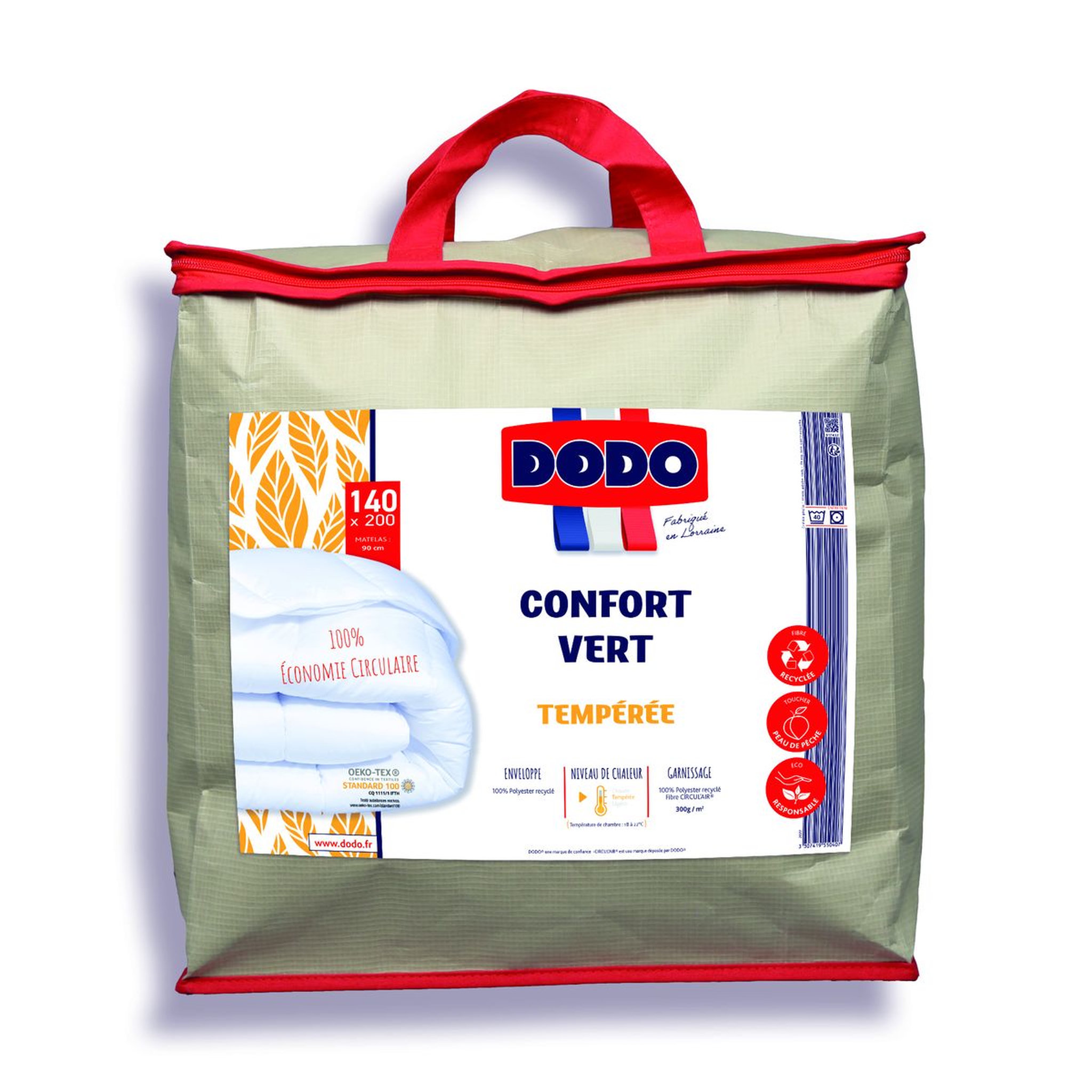 Voir la diapositive 1 : DODO Couette Tempérée Confort Vert 300 g/m²