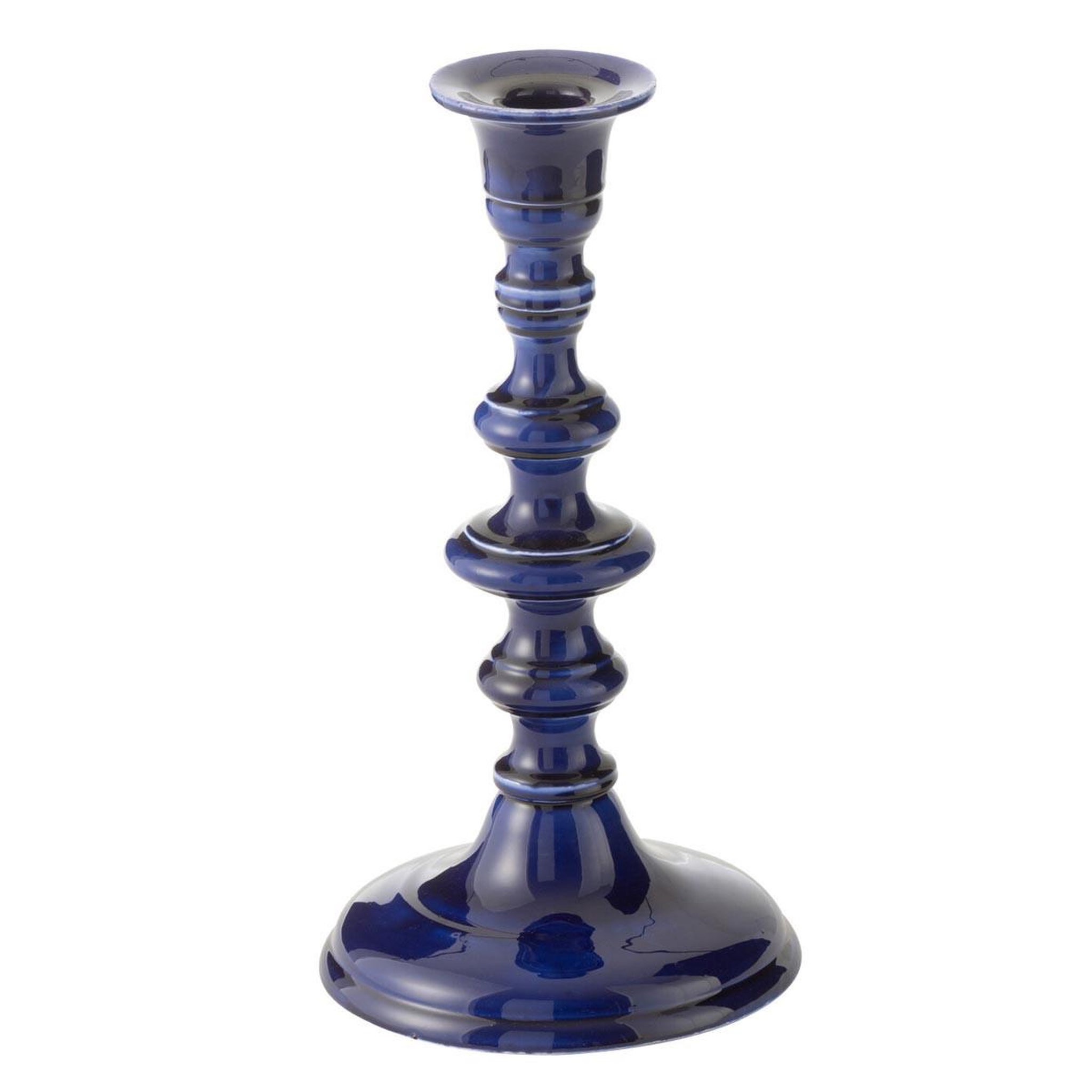 J-LINE Bougeoir design en métal  nag  20cm bleu