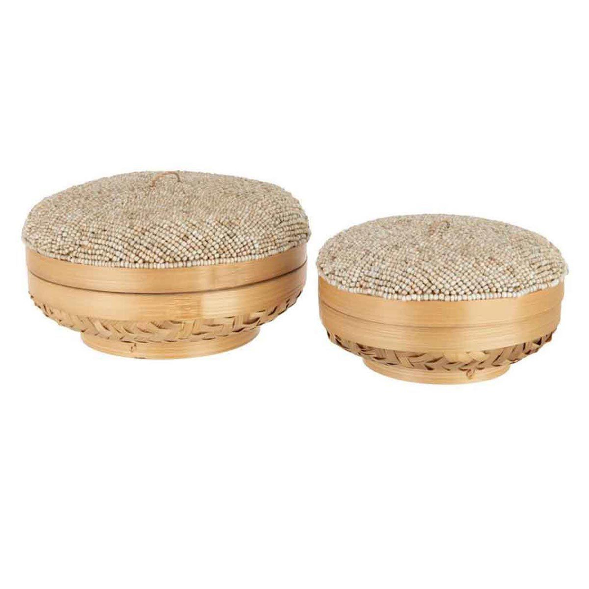 Voir la diapositive 1 : J-LINE Lot de 2 coupelles déco  elia  26cm naturel