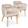 Voir la diapositive 1 : Paris Prix Lot de 2 Fauteuils Design Velours  Nari  70cm Beige
