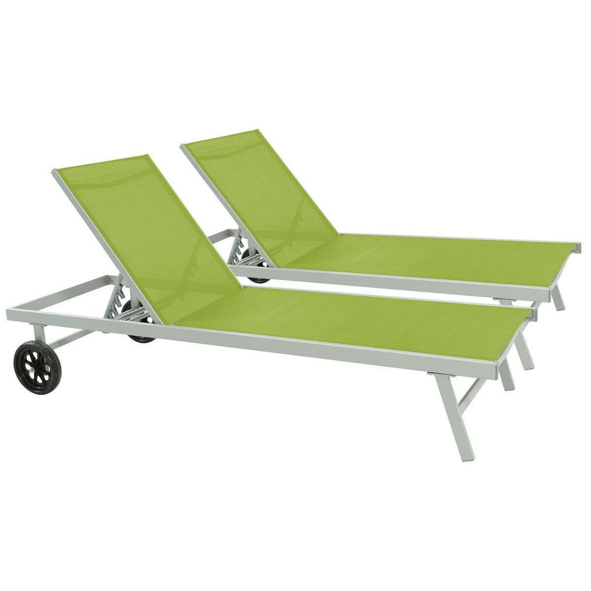 Habitat et Jardin Bain de soleil en aluminium et textilène  Bella  - Phoenix - Vert - Lot de 2