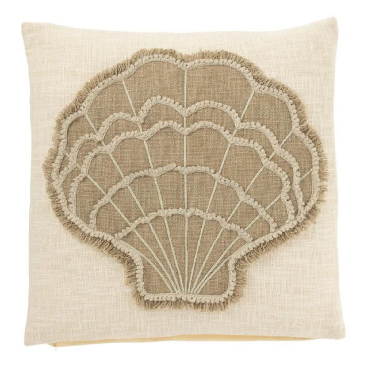 Paris Prix Coussin Déco en Coton  Coquillage  50x50cm Blanc