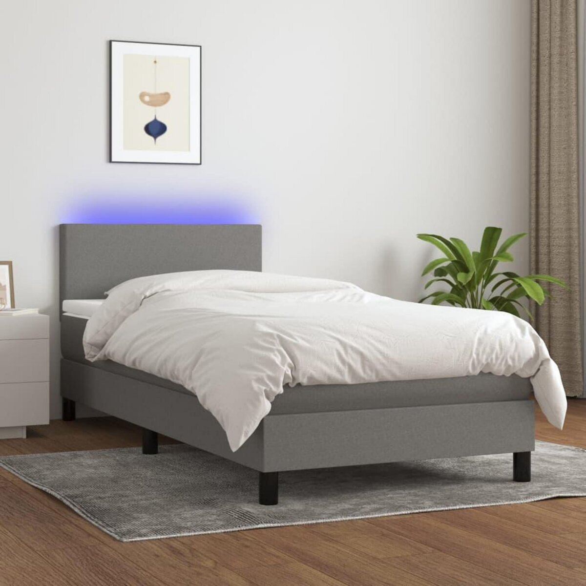 VIDAXL Sommier a lattes de lit avec matelas et LED Gris fonce 80x200cm