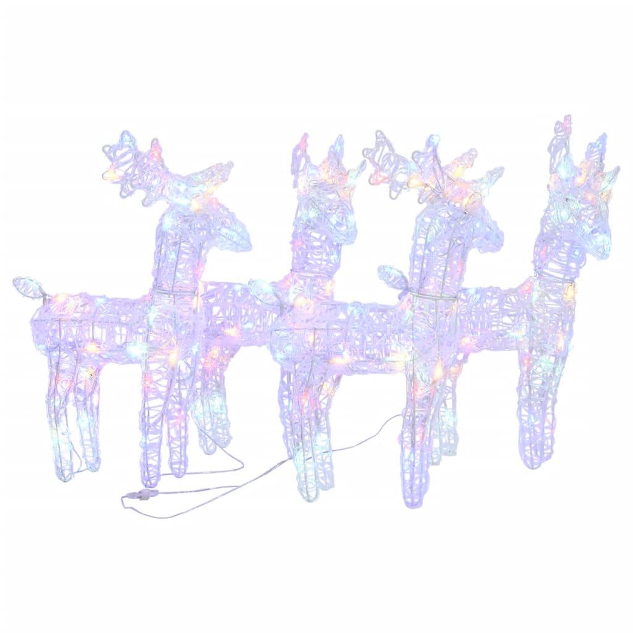 VIDAXL Rennes de noël 4 pcs 160 led multicolore acrylique