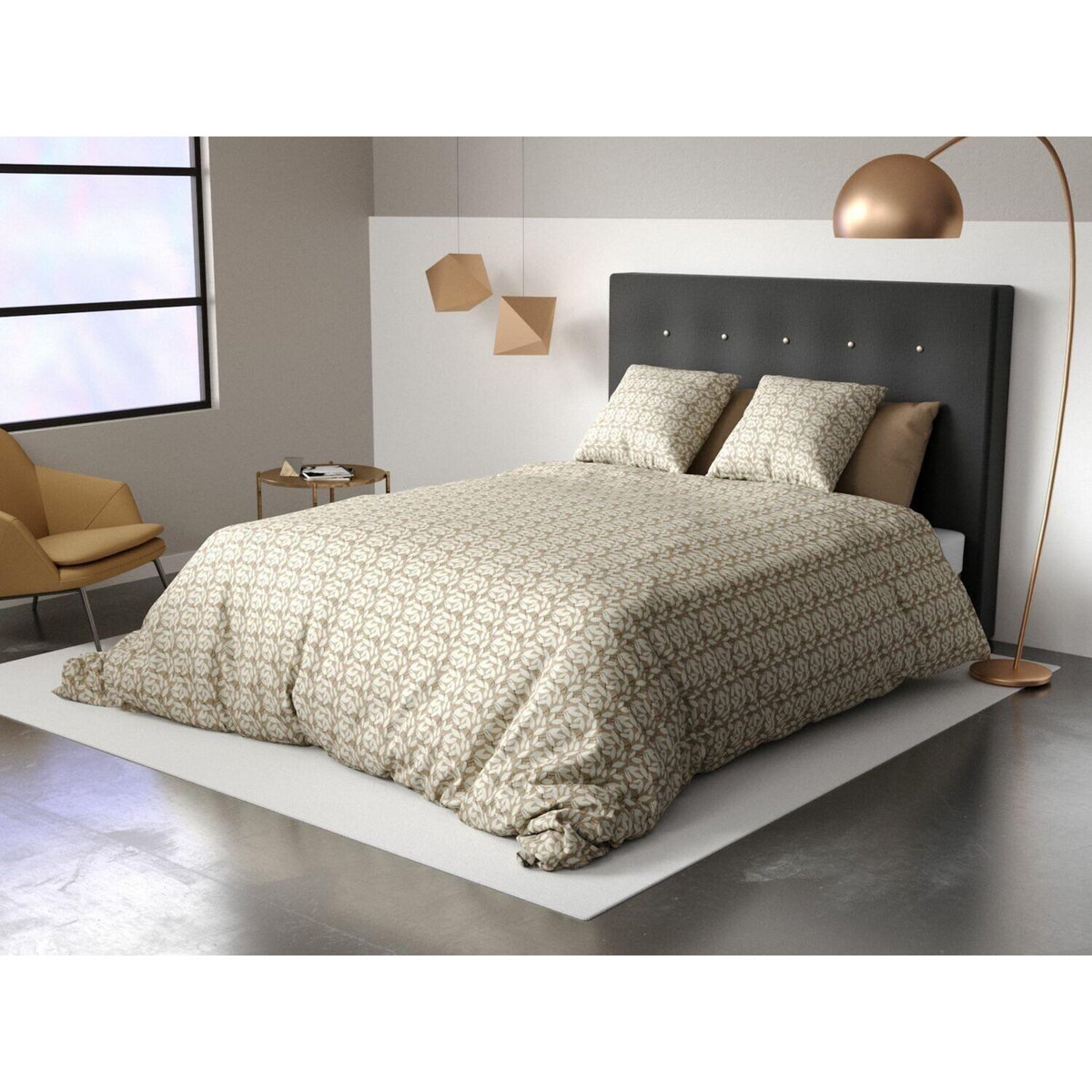 Les Ateliers du Linge Parure housse de couette 100%polyester 60gsm, carmel