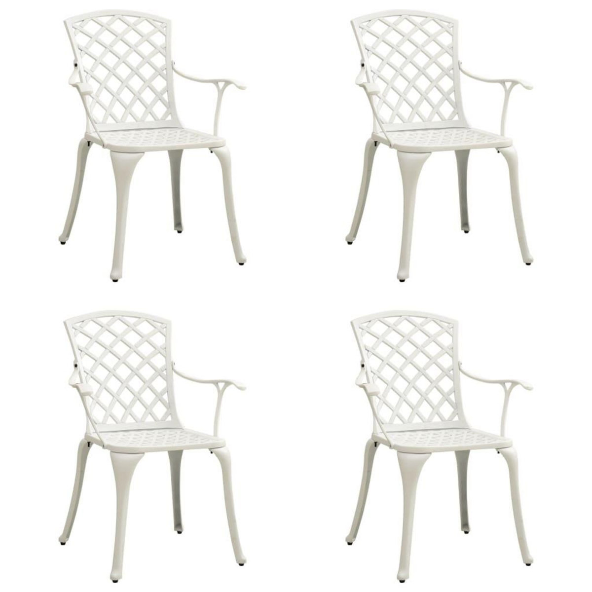 VIDAXL Chaises de jardin lot de 4 Aluminium coule Blanc