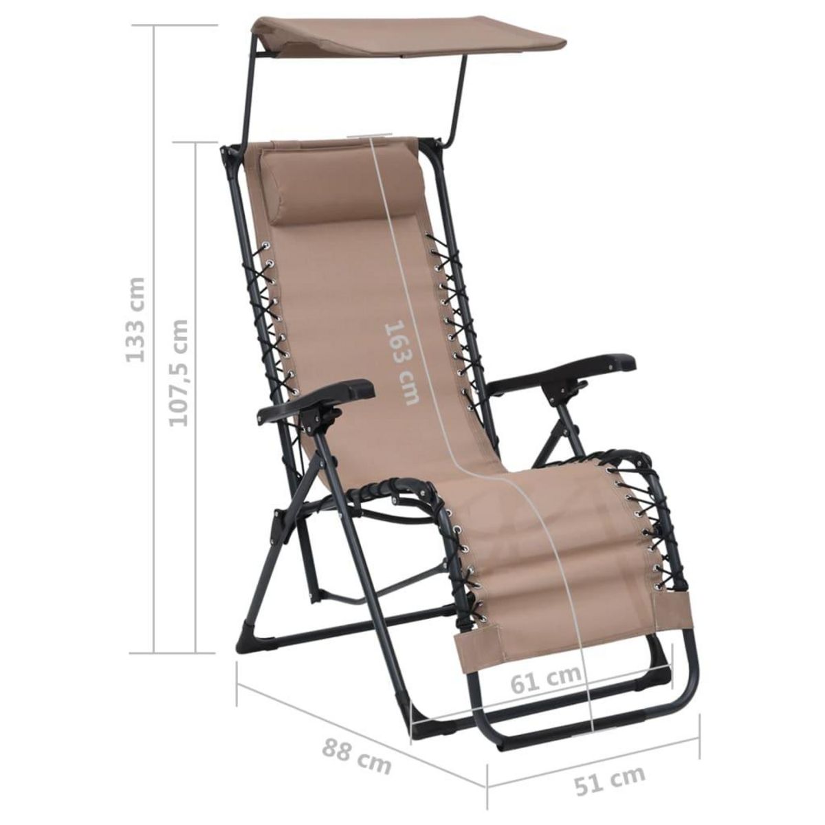 VIDAXL Chaise pliable de terrasse Textilene Taupe