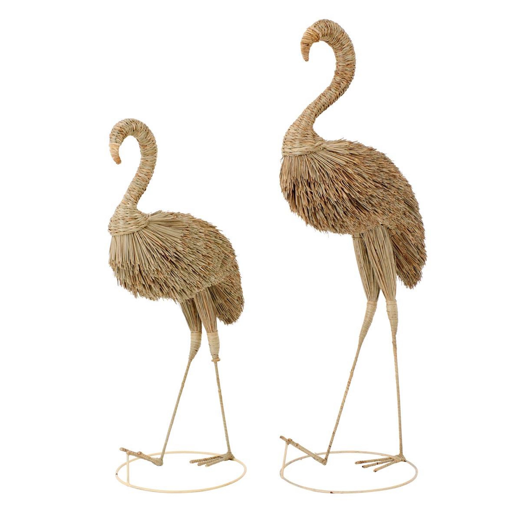 Voir la diapositive 3 : J-LINE Flamant rose herbe  afrique  138cm naturel