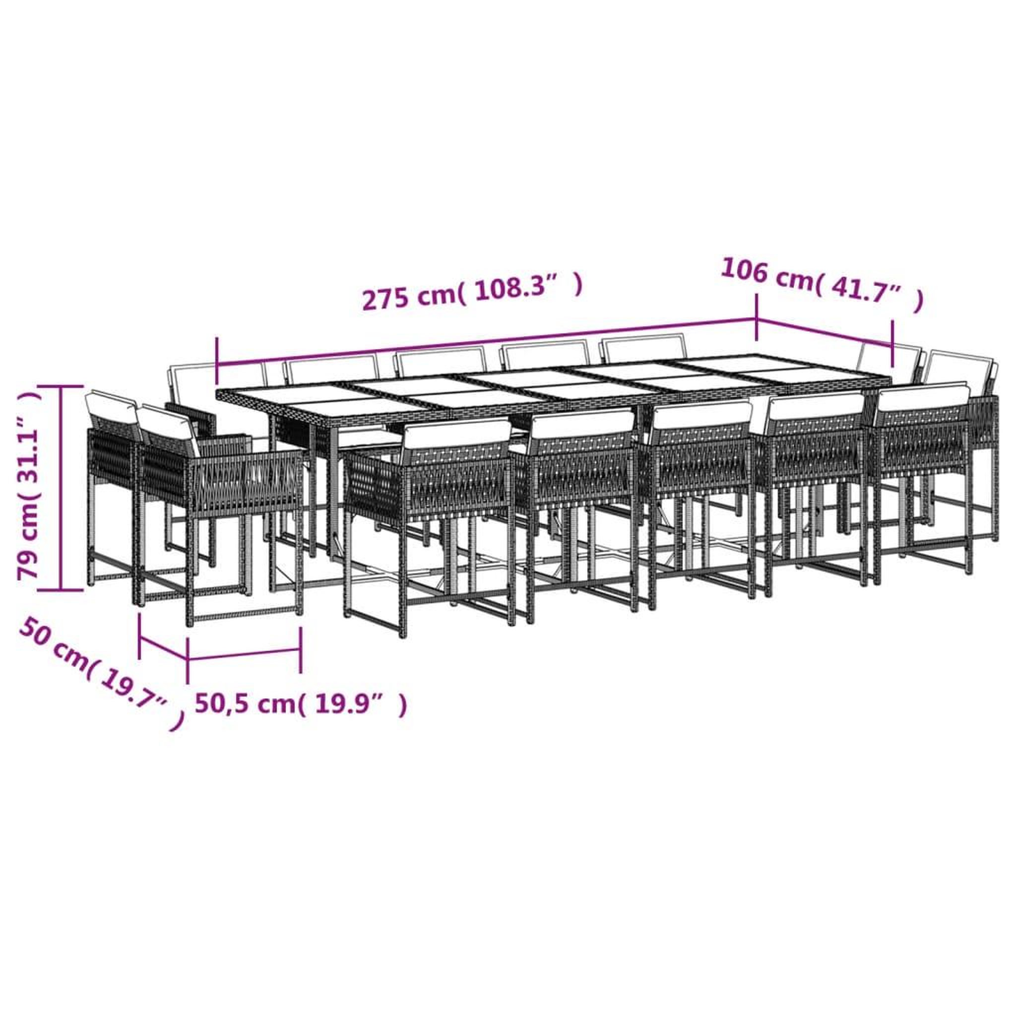 Voir la diapositive 5 : VIDAXL Ensemble a manger de jardin avec coussins 15 pcs marron rotin