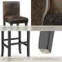 Voir la diapositive 5 : tectake Tabouret de bar rembourré avec dossier marron foncé lot de 4