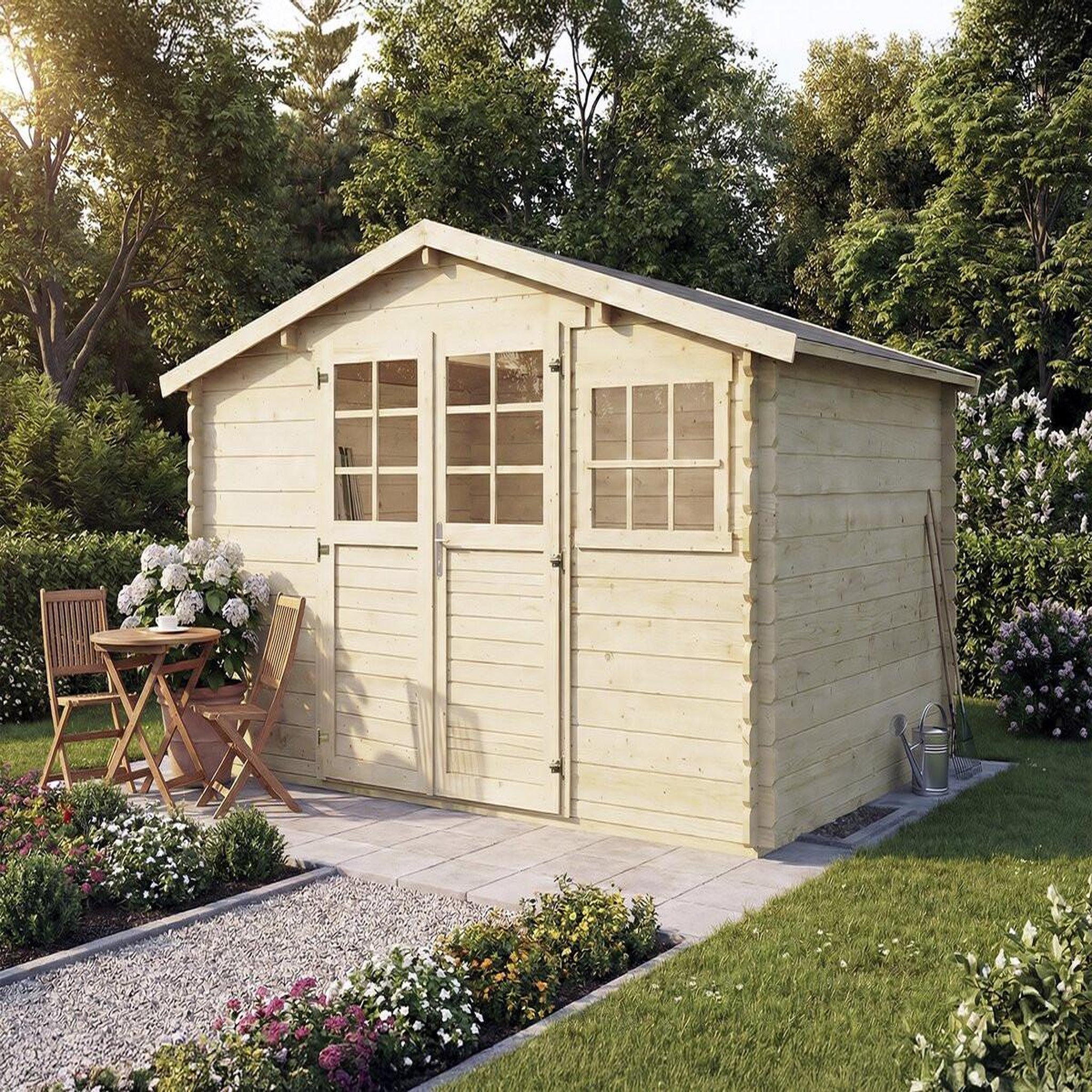 Voir la diapositive 2 : Habitat et Jardin Abri de jardin en bois traité autoclave  belmont  - 12.53 m² - 34 mm