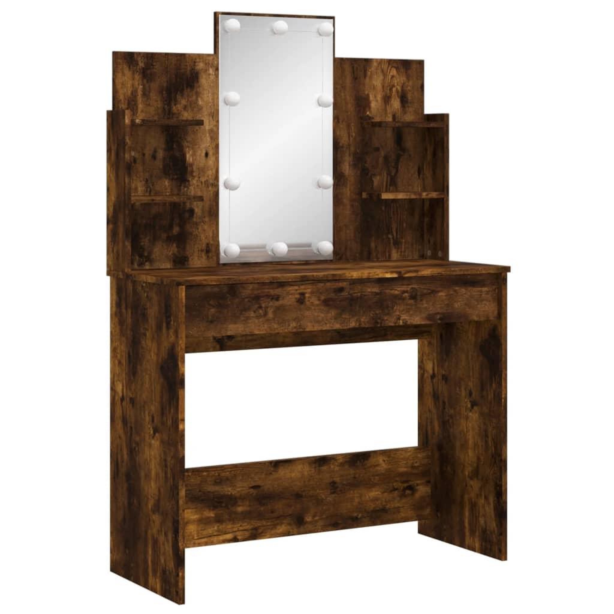 Voir la diapositive 3 : VIDAXL Coiffeuse avec lumieres LED chene fume 96x40x142 cm