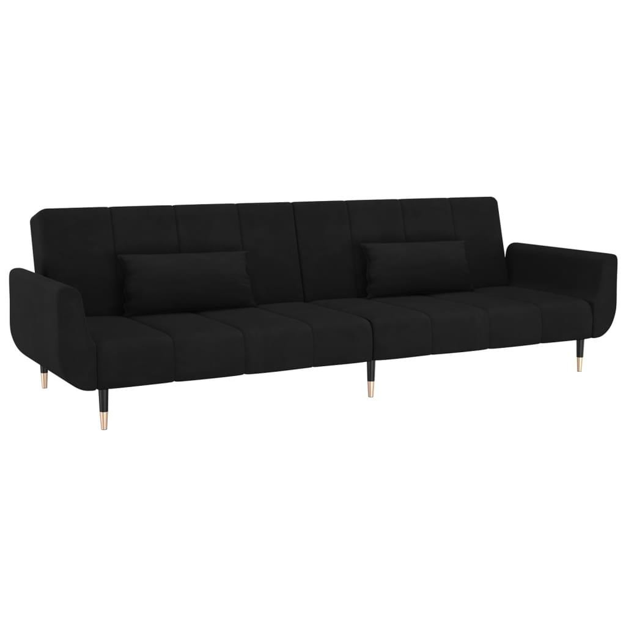Voir la diapositive 2 : VIDAXL Canape-lit a 2 places avec deux oreillers Noir Velours