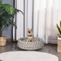 PAWHUT Panier pour chien chat Ø50 x 19H cm effet tressé tricot - coussin amovible et lavable en machine - polyester gris