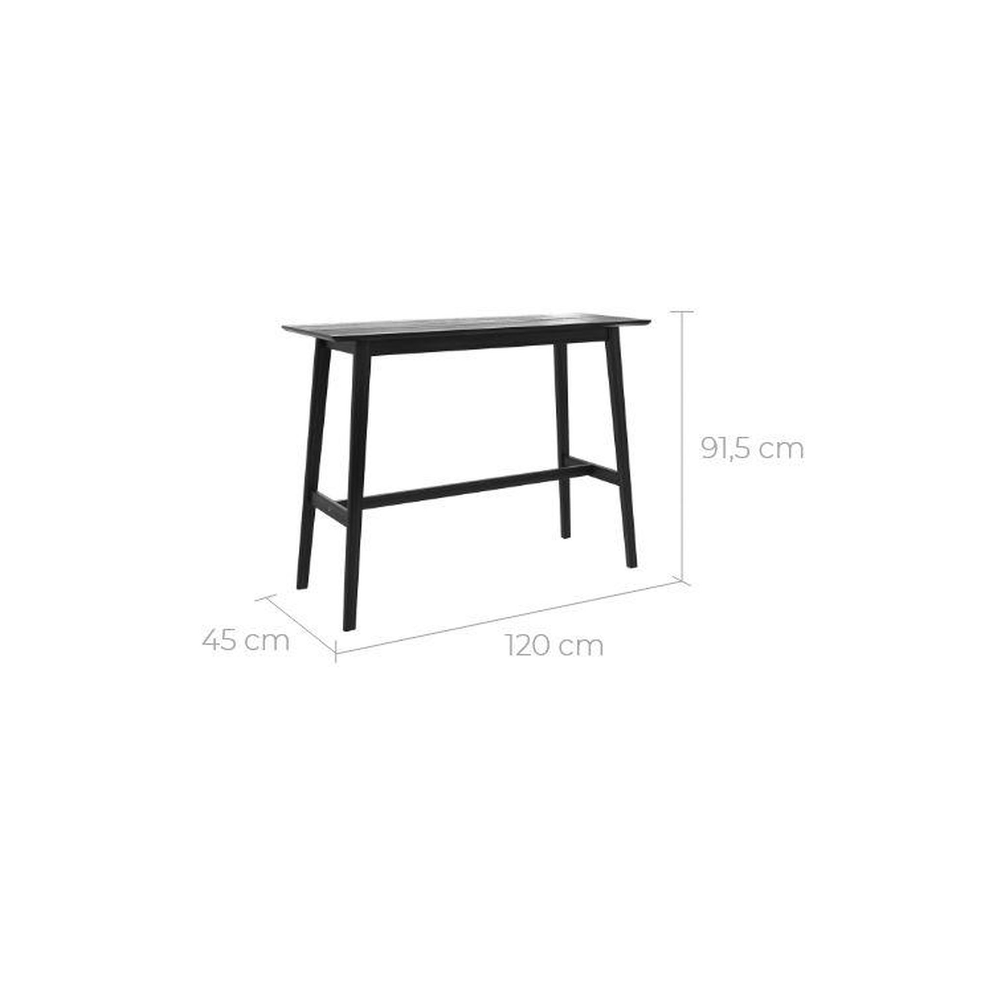Voir la diapositive 4 : MAISON PAVANE Table de bar rectangulaire 4 personnes en bois noir 120 cm-buvette