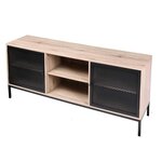 DIVERS Meuble tv 2 portes Soho en bois et métal - Beige et noir