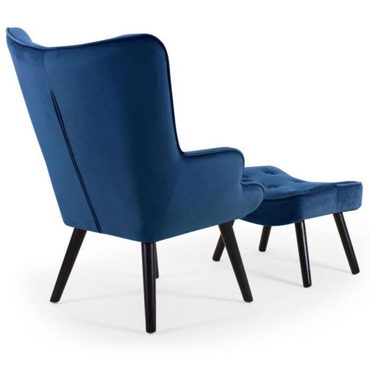 Paris Prix Fauteuil & Pouf Scandinave Velours  Nomi  100cm Bleu