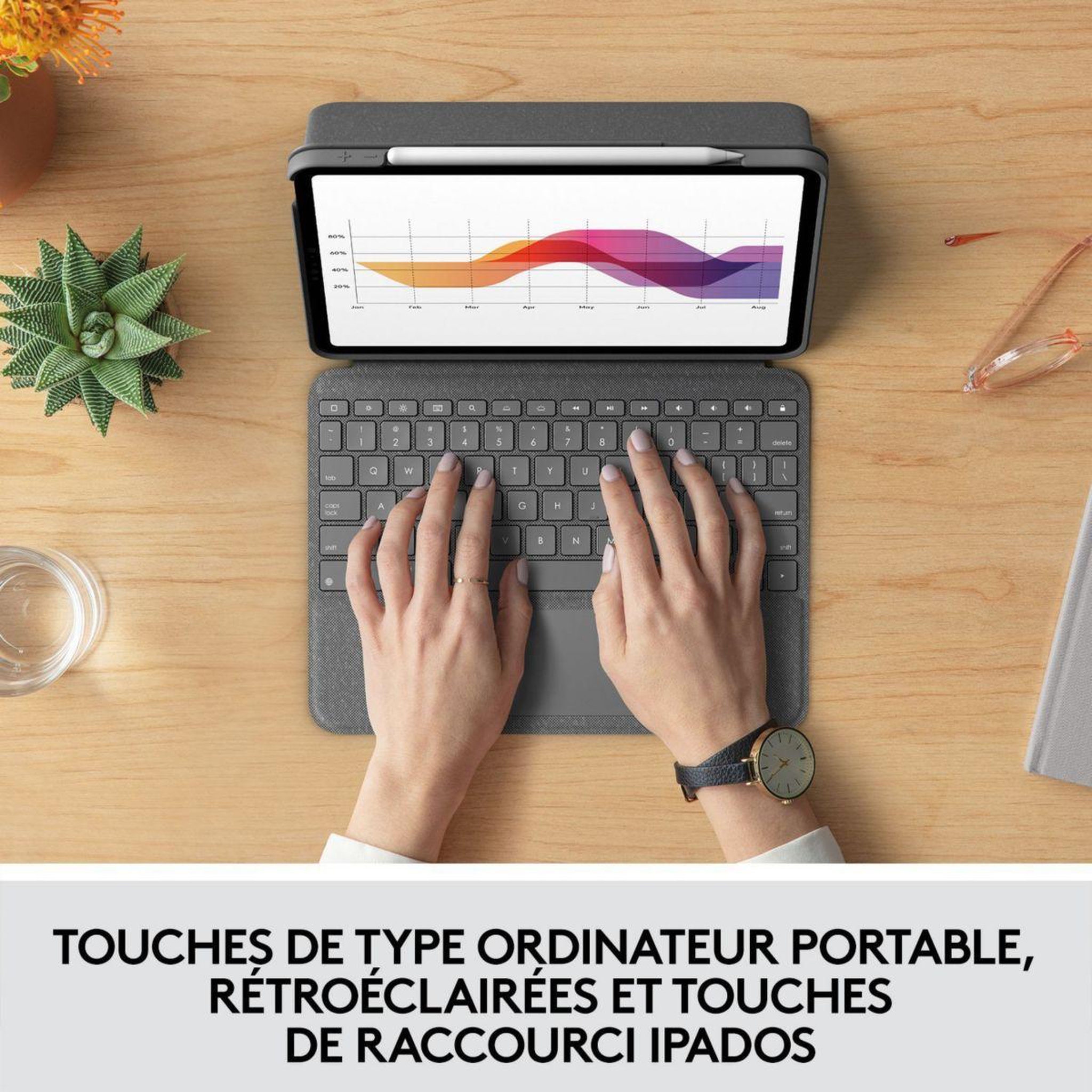 Voir la diapositive 3 : Logitech Etui Etui Folio Touch iPad Air 4 / Air 5, iPad Air 11 pouces (M2 & M3)