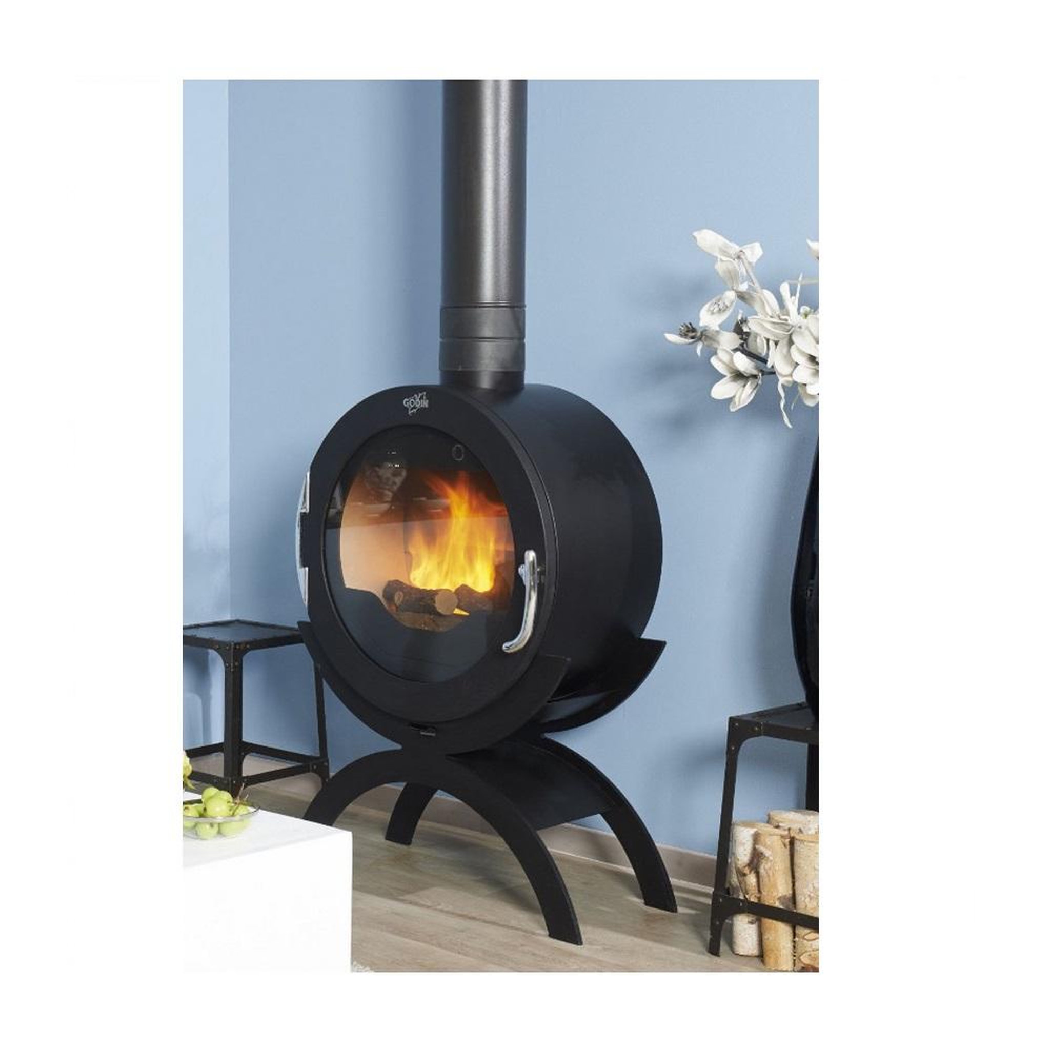 Voir la diapositive 4 : Godin Poêle à bois fonte 10kw anthracite - 410101ANTH