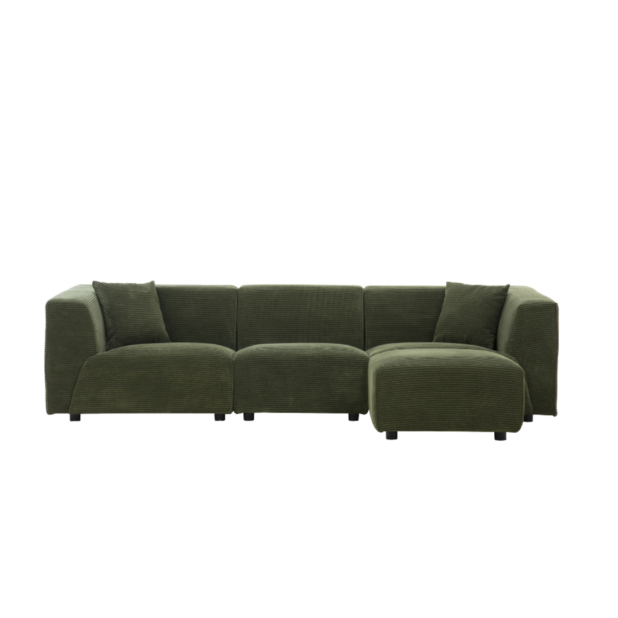 CONCEPT USINE Canapé 3 places + 1 pouf en velours côtelé vert monroe