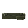 Voir la diapositive 1 : CONCEPT USINE Canapé droit 3 places + 1 pouf en velours côtelé vert MONROE