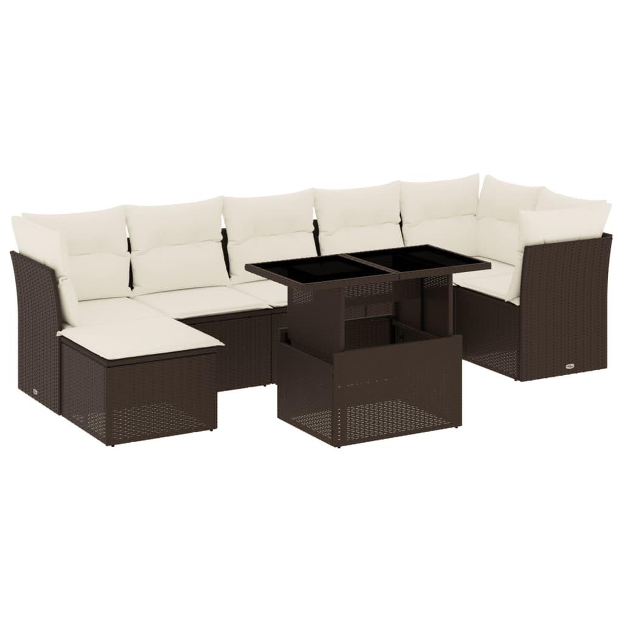 Voir la diapositive 2 : VIDAXL Salon de jardin 8 pcs avec coussins marron resine tressee