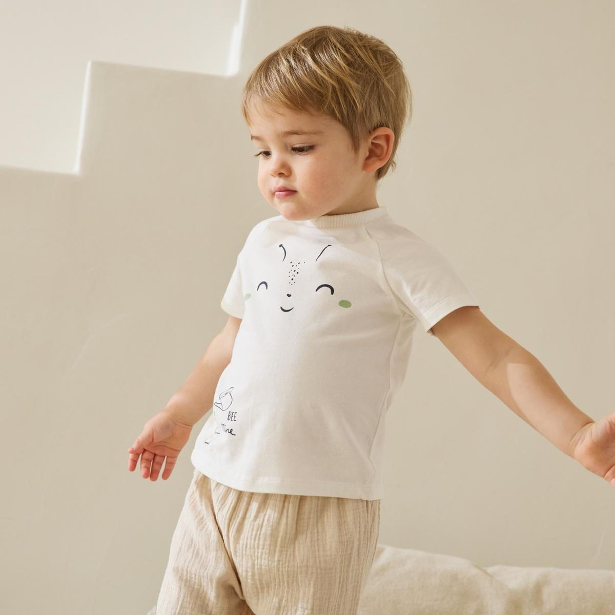 Petit Béguin Ensemble bébé t-shirt et pantalon en gaze de coton Eden
