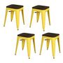 Voir la diapositive 1 : DIVERS Lot de 4 tabourets vintage Liv H46 cm - Jaune