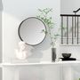 Voir la diapositive 2 : HOMCOM Miroir mural rond dia. 50 cm - 2 étagères - cadre métal noir