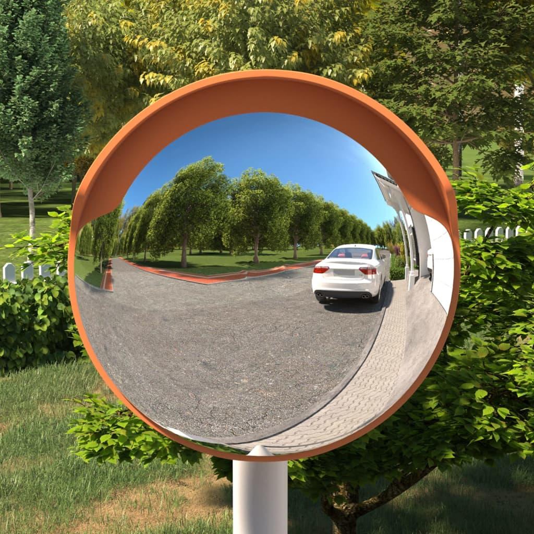 VIDAXL Miroir de traffic convexe exterieur Orange Ø30 cm Polycarbonate