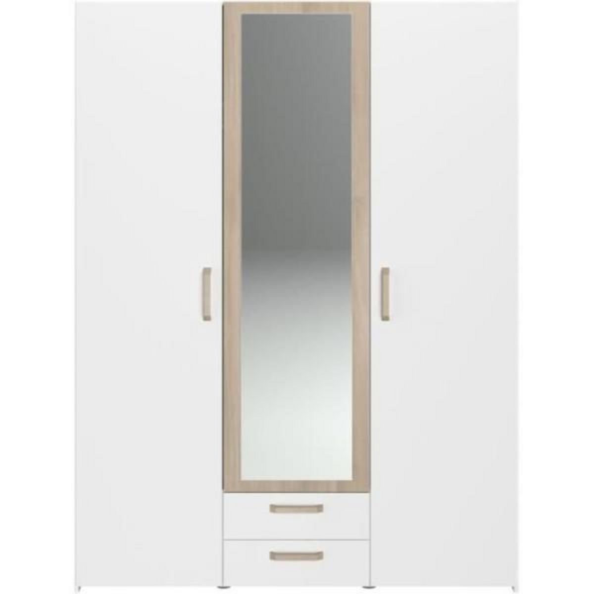 PARISOT Armoire DREAM 3 portes - Panneau de particules - Miroir - Décor blanc - L150 x H200 x P52 cm