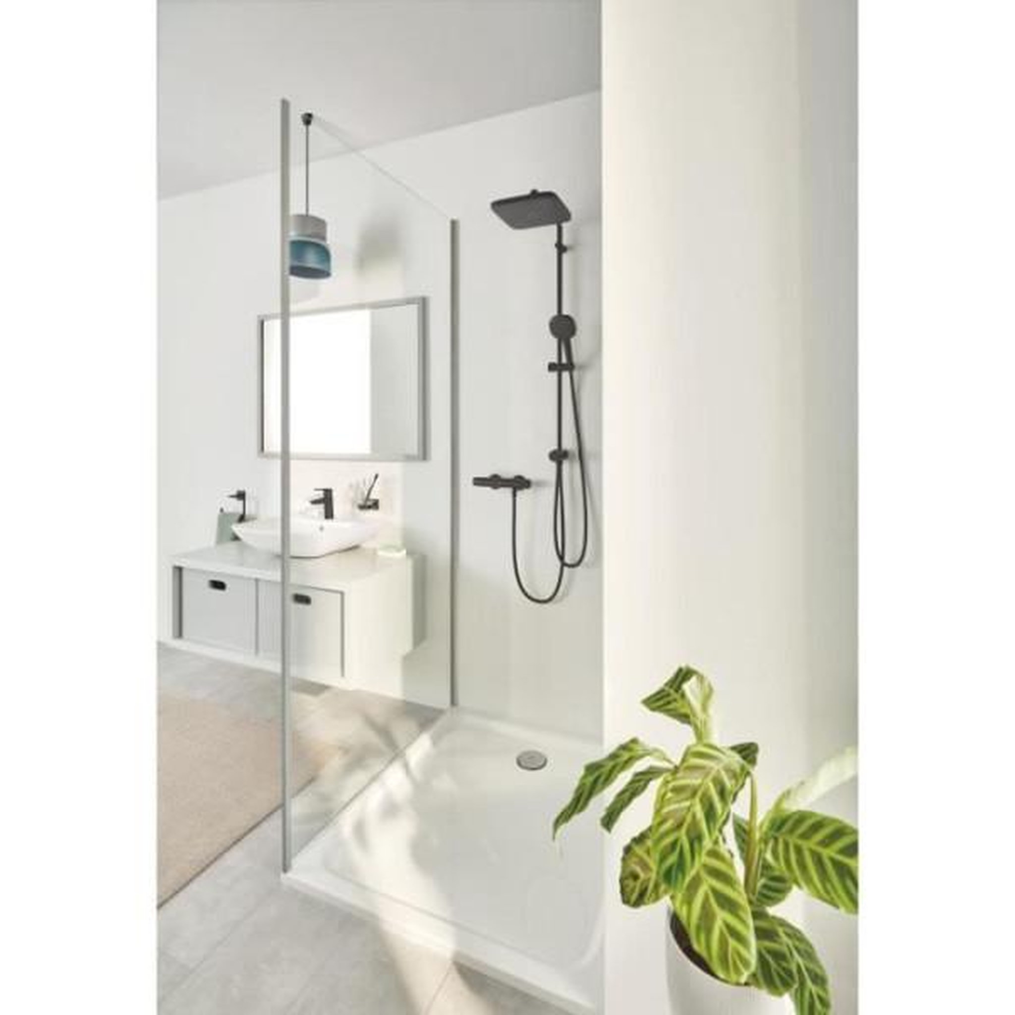 Voir la diapositive 2 : Grohe Colonne de douche avec inverseur manuel - economie d'eau - grohe vitalio comfort 250 - noir mat - 266982431