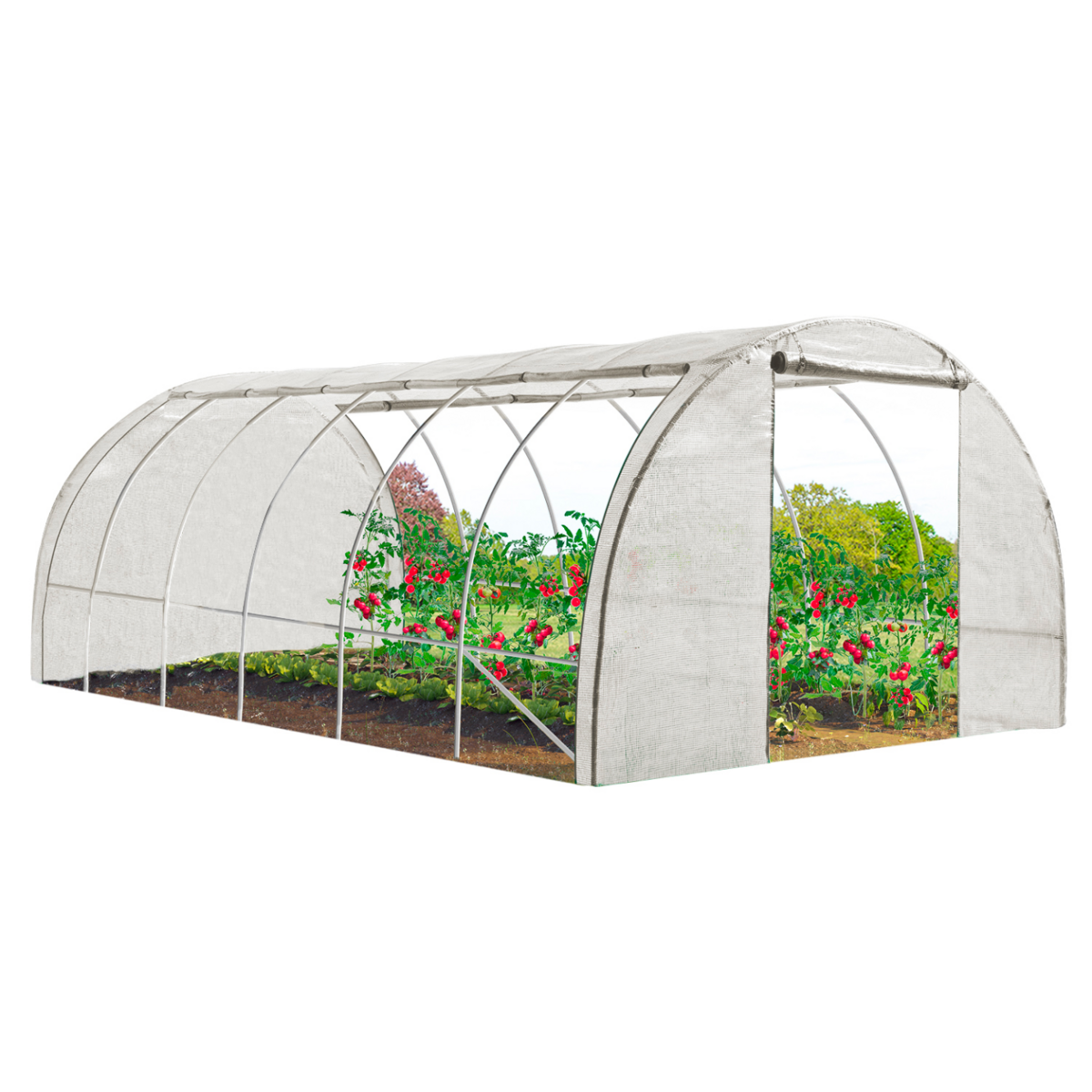 ID MARKET Bâche de rechange 130 gr/m² pour serre 18M² blanche 4 saisons CRIMÉE