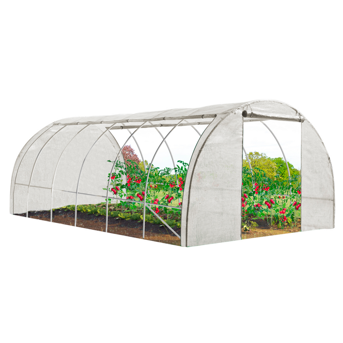 ID MARKET Bâche de rechange 130 gr/m² pour serre 18M² blanche 4 saisons CRIMÉE