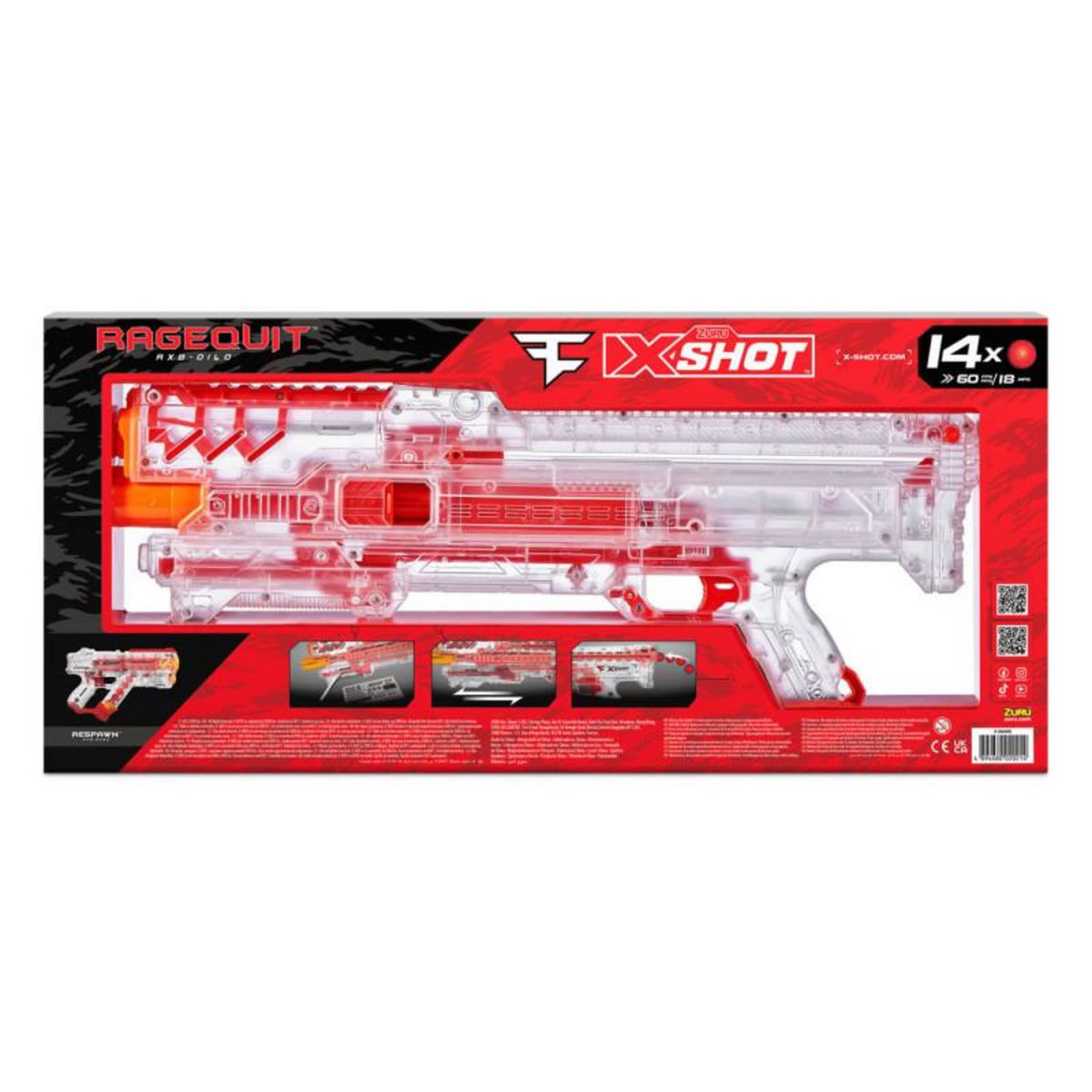 ZURU ZURU X-Shot Chaos Faze RageQuit with 24 Dart Balls 36498-Germany