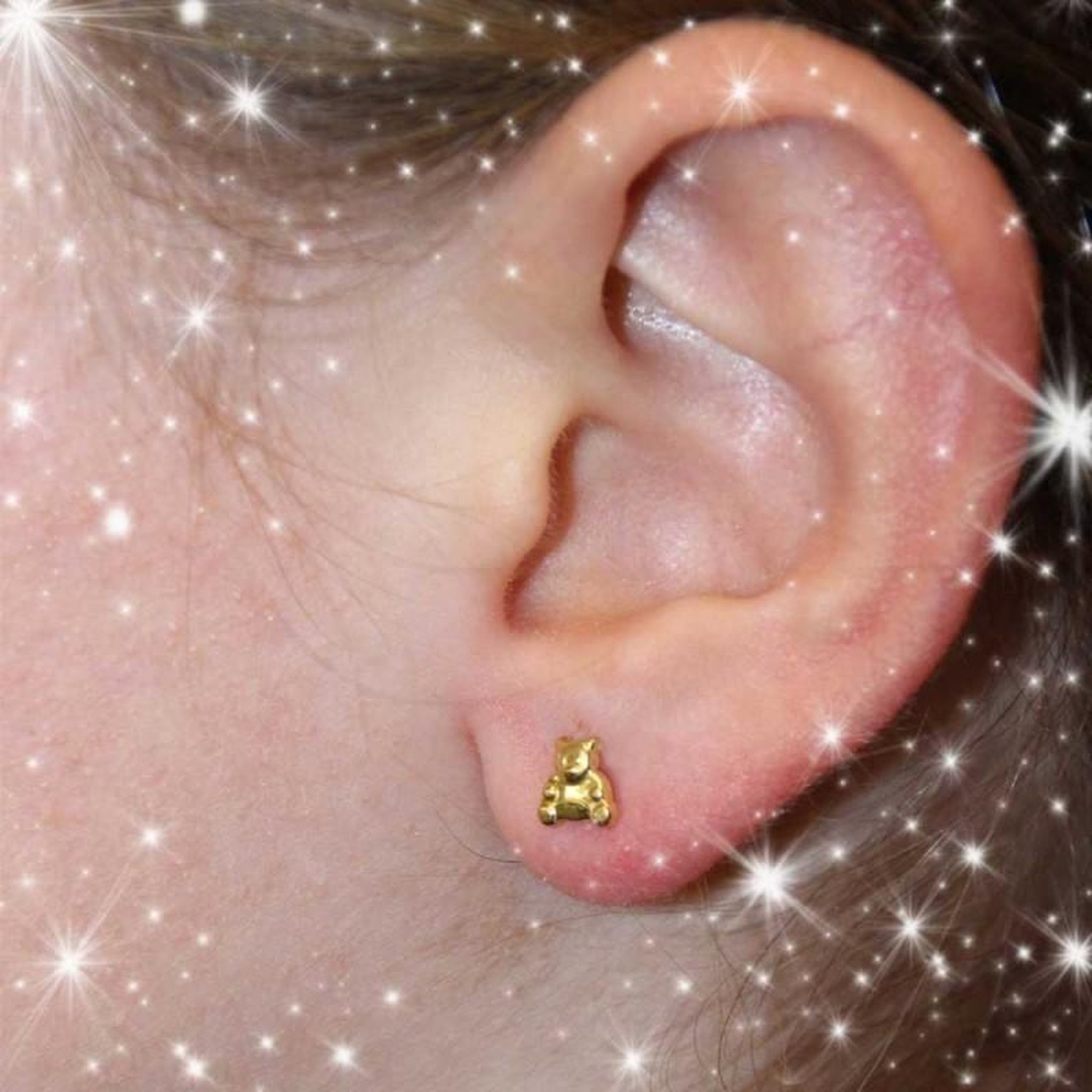 Voir la diapositive 4 : L'ATELIER D'AZUR Boucles d'Oreilles Ourson - Or Jaune - Enfant