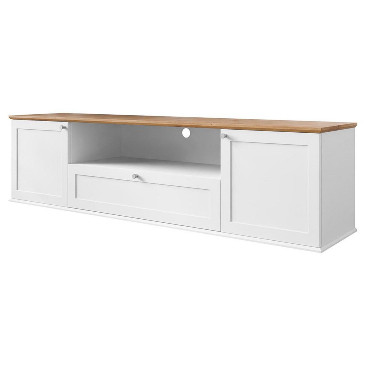 BEST MOBILIER Francesco - meuble tv - effet bois et blanc - 2 portes, 1 tiroir et 1 niche - 182 cm