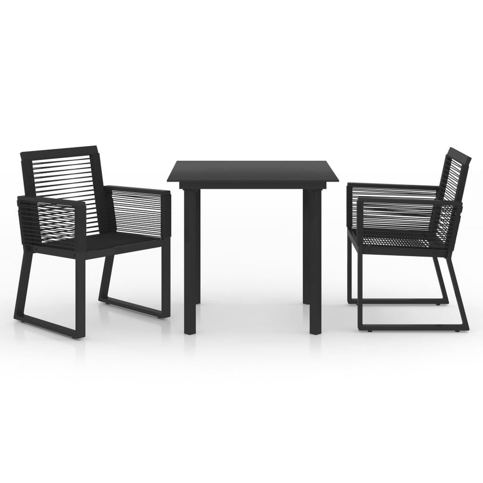 Voir la diapositive 2 : VIDAXL Ensemble a manger d'exterieur 3 pcs Rotin PVC Noir