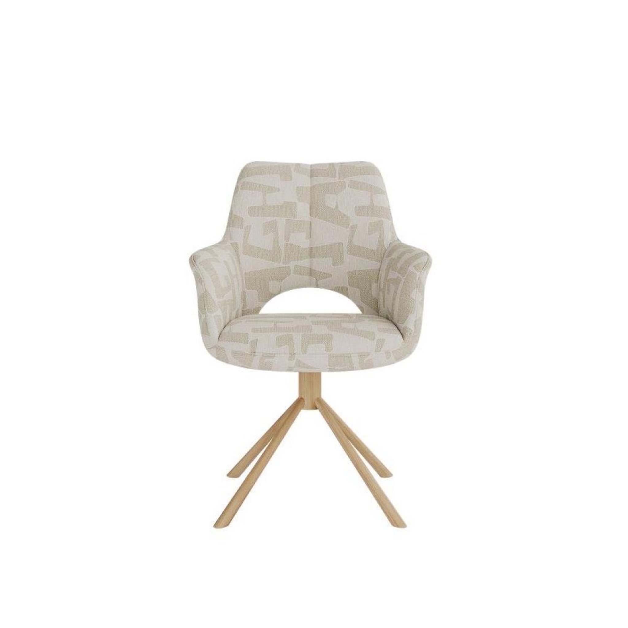 JLC KREATION Chaise de salle à manger en tissu beige pied bois vaska (lot de 2)