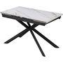 Voir la diapositive 1 : Habitat et Jardin Table à manger extensible en céramique 6 à 10 personnes  Celeste  - Blanc marbré gold