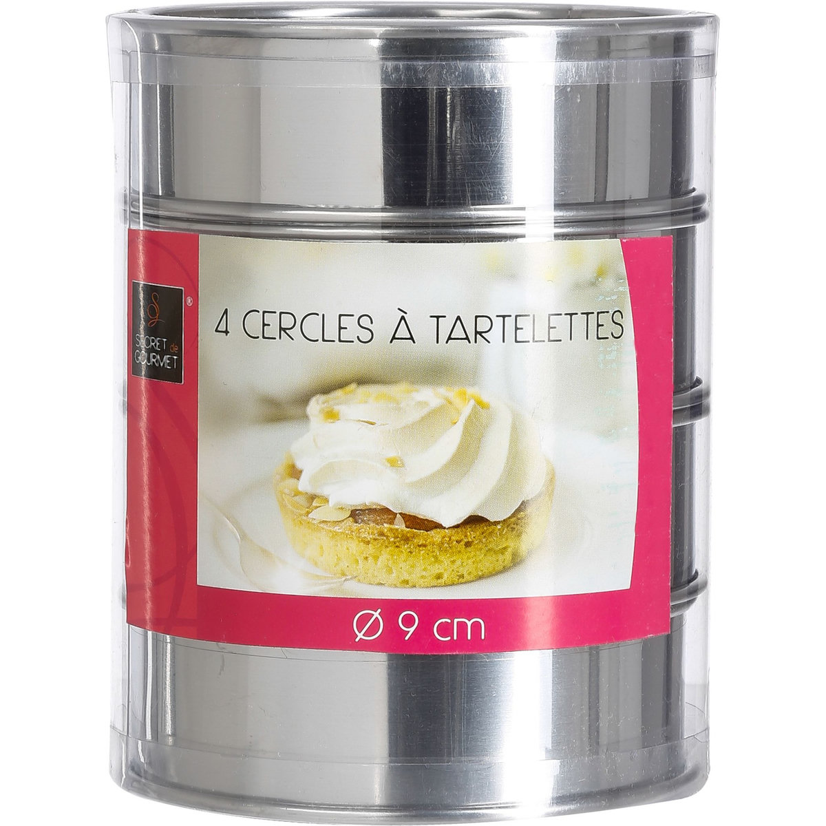 Lot de 4 cercles à tartelettes inox 