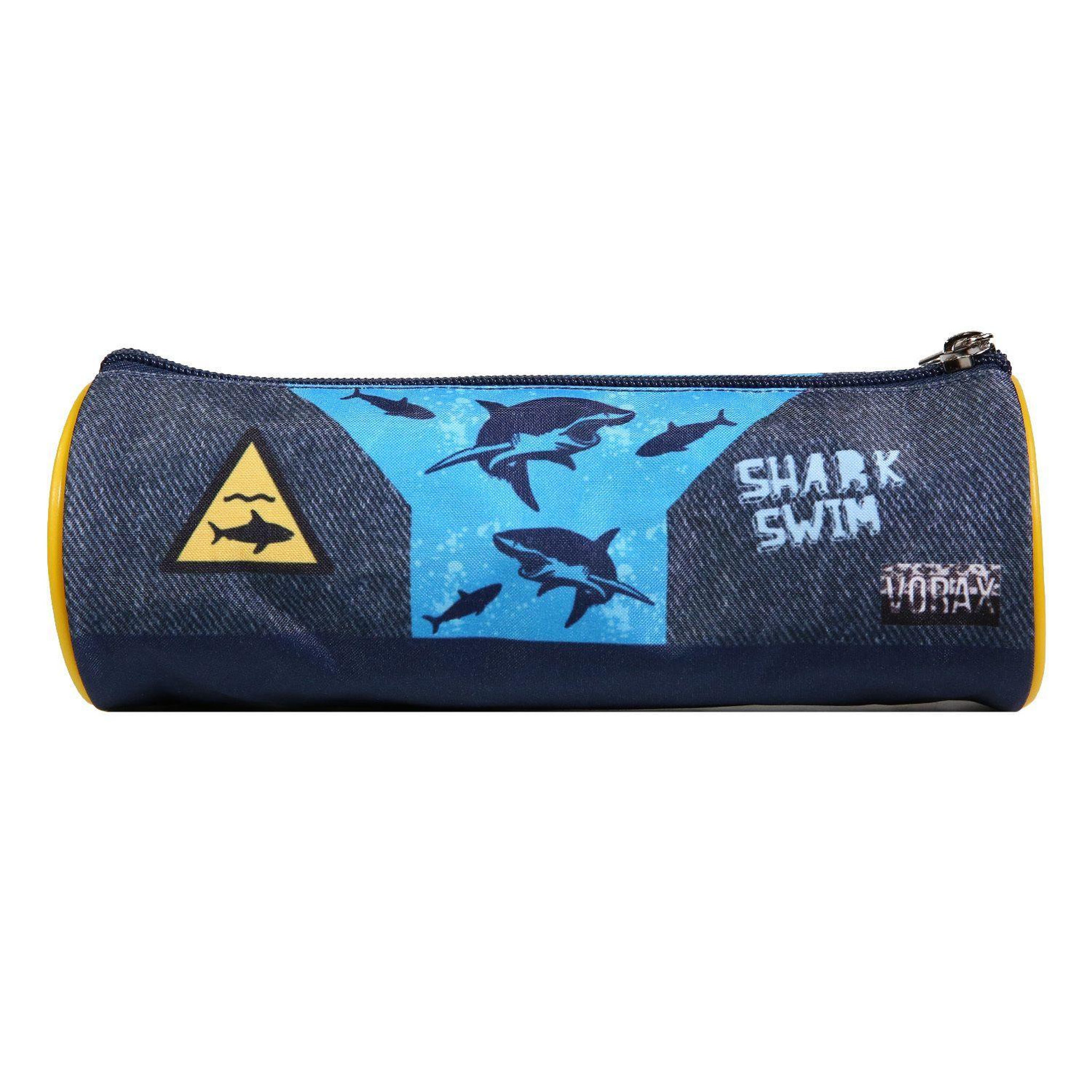 Voir la diapositive 4 : Bagtrotter BAGTROTTER Trousse scolaire ronde Vorax Bleue Requins