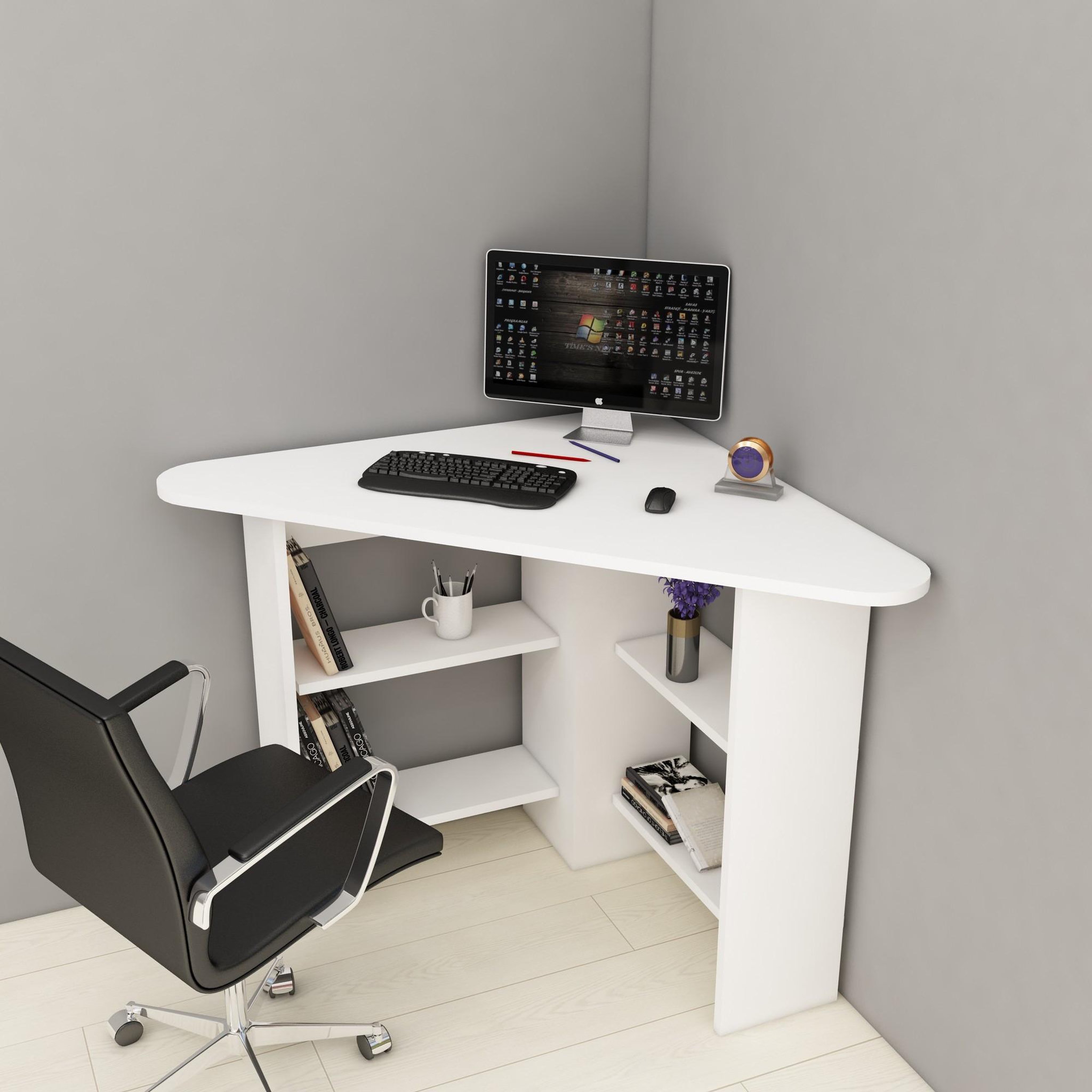 Voir la diapositive 2 : Habitat et Jardin Bureau en bois  corner   - 80 x 80 x 73 cm - blanc