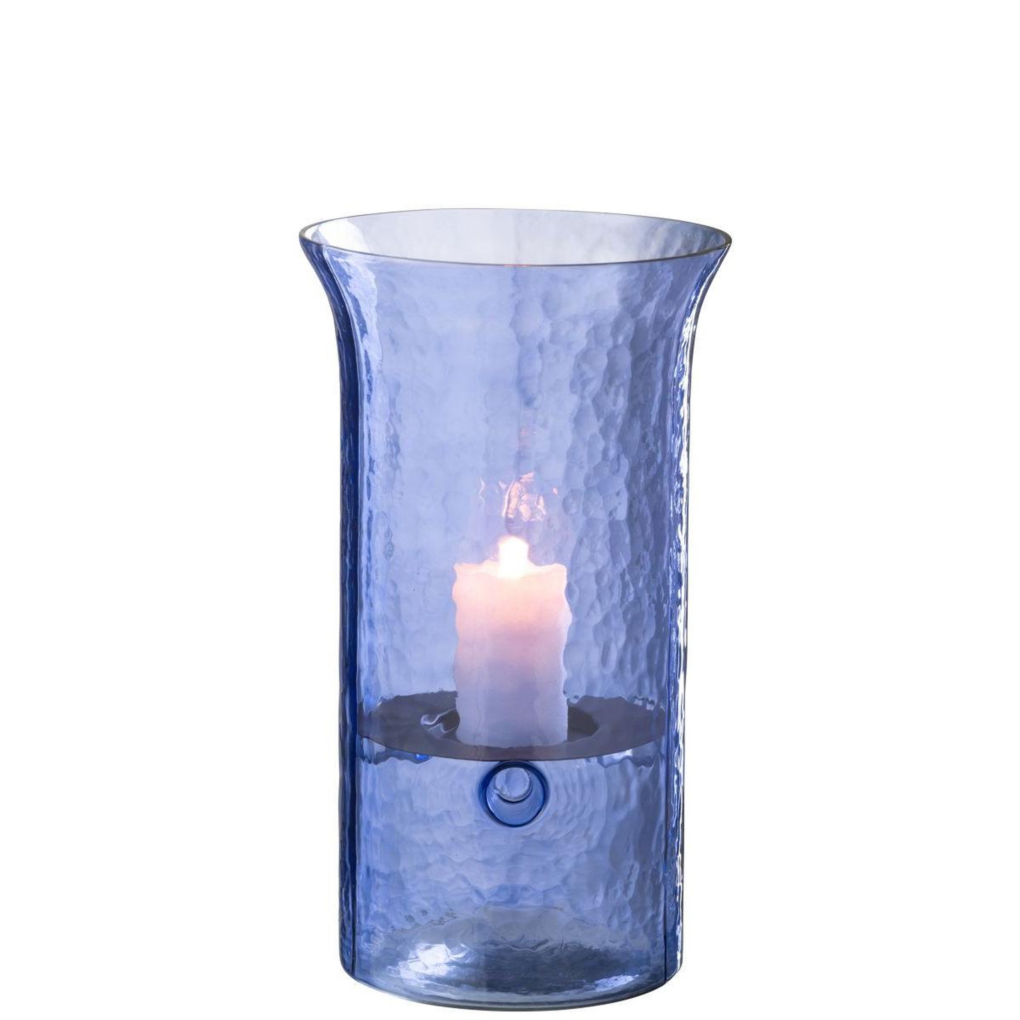 Voir la diapositive 2 : J-LINE Photophore étroit en verre  tarifa  34cm bleu