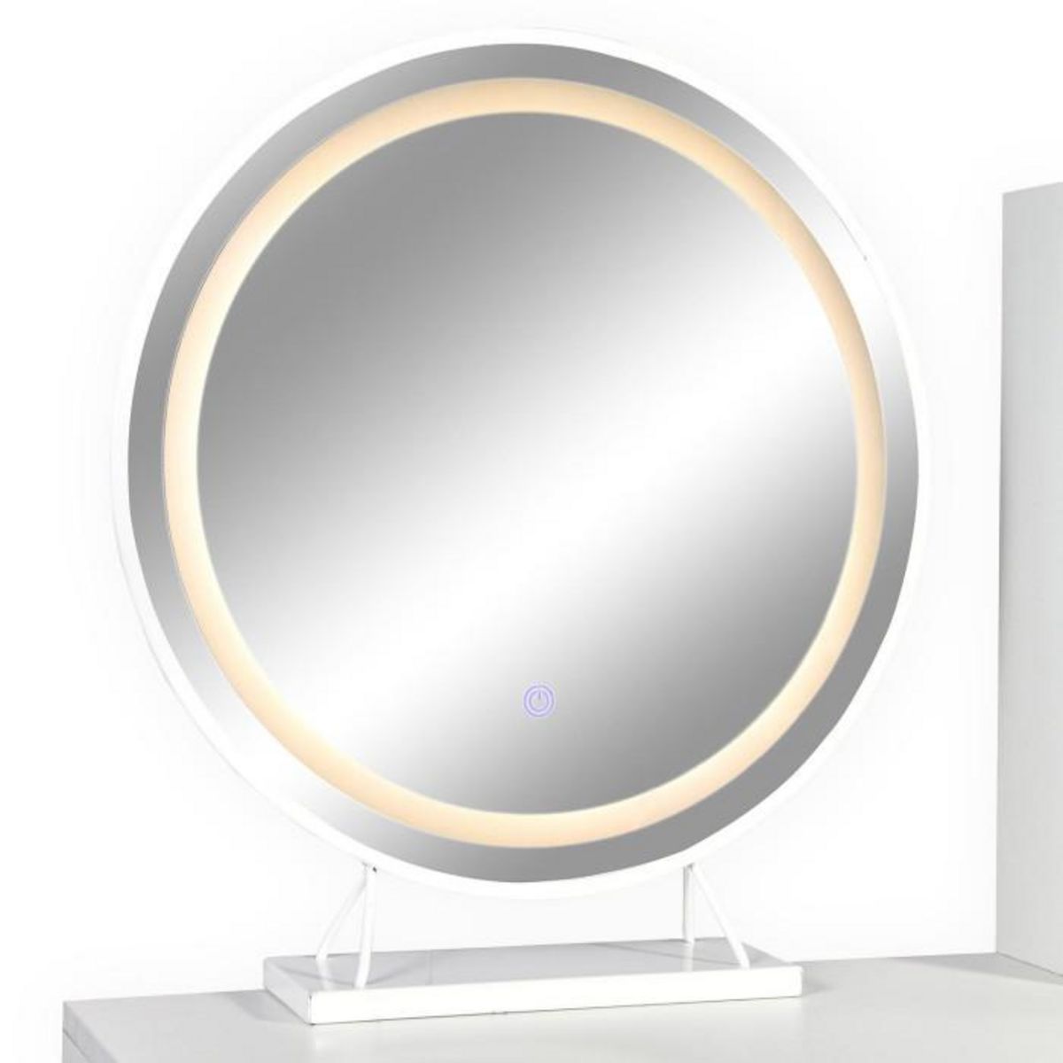 Paris Prix Coiffeuse Avec Miroir Lumineux  Essie  125cm Blanc & Or