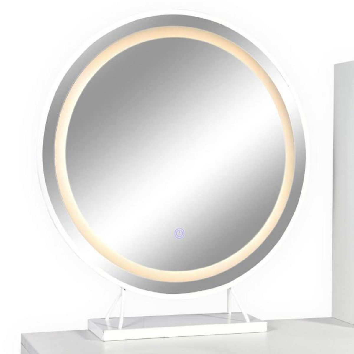 Paris Prix Coiffeuse Avec Miroir Lumineux  Essie  125cm Blanc & Or