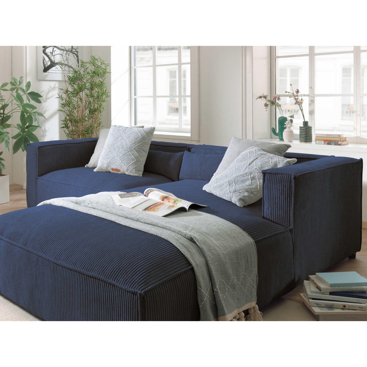 LISA DESIGN Ela - canapé d'angle droit 4 places - en velours côtelé - style contemporain