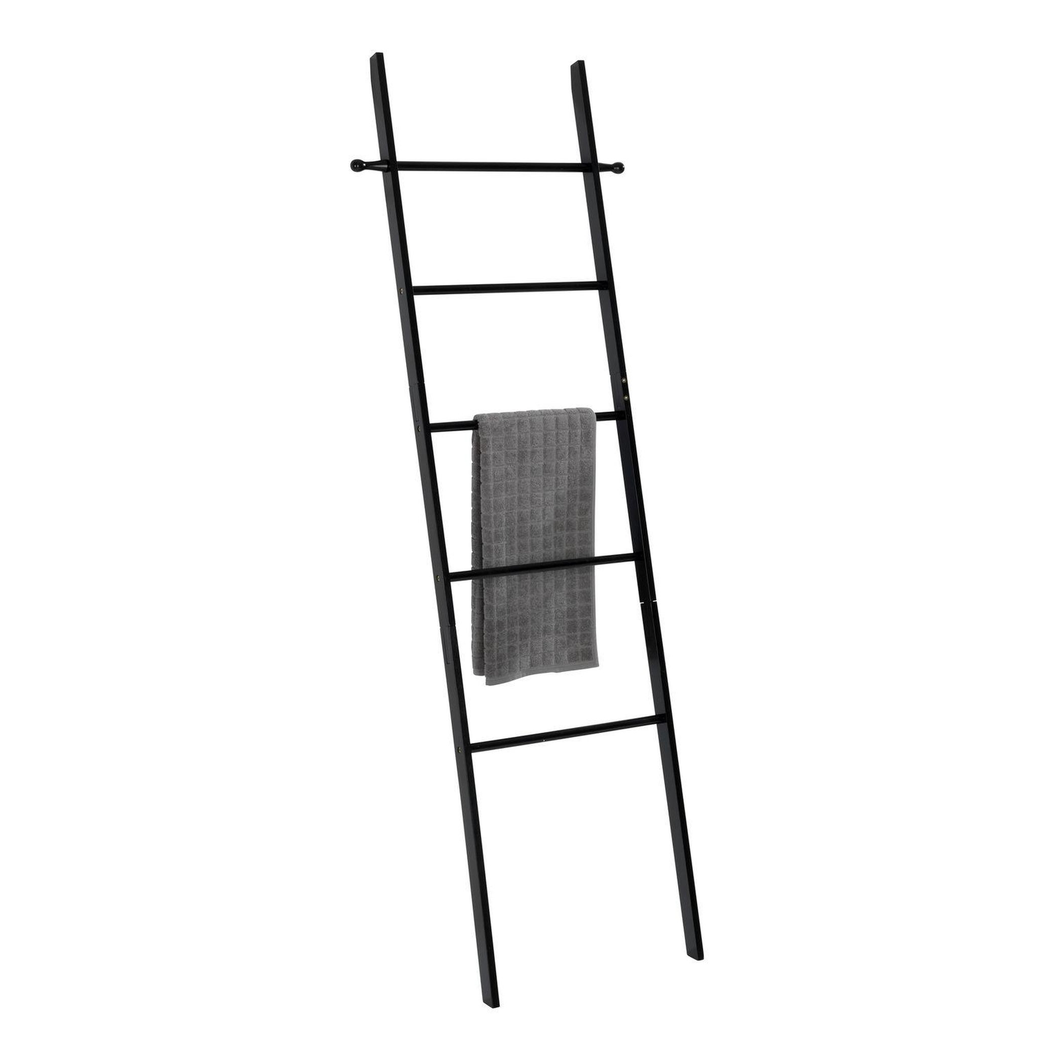 Wenko Echelle porte-serviette design bambou suri - l. 43 x h. 170 cm - noir
